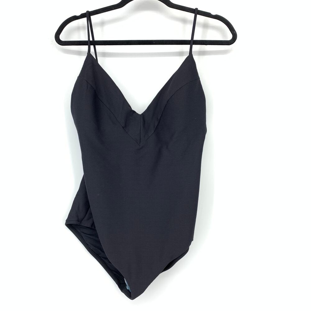 Milea One Piece Swimsuit Womens US Sz 12 Black Ribbed Texture NEW